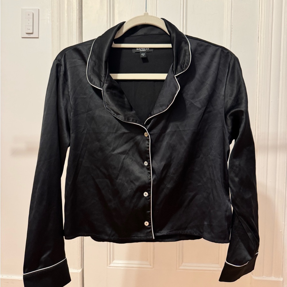 Express Black Satin Sleepwear Top